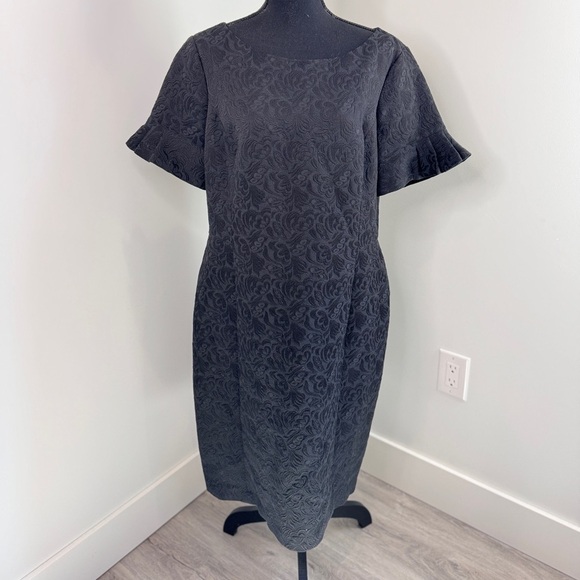 Talbots Black Embroidered Midi A-Line Formal Dress (Sz 16) - Picture 2 of 9